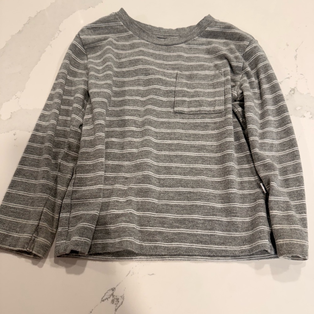 Little Sleepies Charcoal and White Striped Long Sleeve Tee